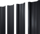 Штакетник П-образный B с прямым резом Grand Line 0,5 PurPro Matt 275 RAL 7024 мокрый асфальт Центр Кровли