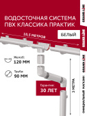 картинка Комплект водосточной системы Классика Практик 120 ПВХ Grand Line 10,5м/3м RAL 9003 белый Центр Кровли Комплект водосточной системы Классика Практик 120 ПВХ Grand Line 10,5м/3м RAL 9003 белый Центр Кровли