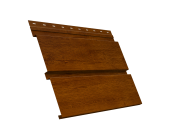 Софит металлический Квадро Брус с перфорацией 0,45 Print-Double Premium с пленкой Golden Wood Intense F Центр Кровли