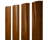 Штакетник Полукруглый Slim с прямым резом 0,45 Print Premium Golden Wood Intense FTC Центр Кровли