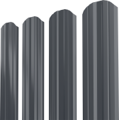 Штакетник Twin XL фигурный Grand Line 0,5 Satin RAL 7024 мокрый асфальт Центр Кровли