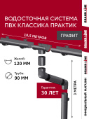 картинка Комплект водосточной системы Классика Практик 120 ПВХ Grand Line 10,5м/3м RAL 7024 графит Центр Кровли Комплект водосточной системы Классика Практик 120 ПВХ Grand Line 10,5м/3м RAL 7024 графит Центр Кровли