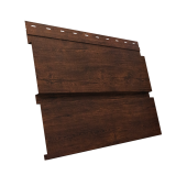 Софит металлический Квадро Брус без перфорации 0,45 Print-Double Premium с пленкой Cherry Wood Dark F Центр Кровли
