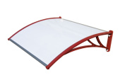 Козырек Krovent из поликарбоната 1500х930х280 молочный (красный кронштейн) Центр Кровли