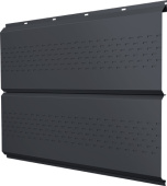 Софит металлический ЭкоБрус новый Grand Line c перфорацией 0,5 Полидэкстер TwinColor с пленкой RAL 7024 мокрый асфальт Центр Кровли