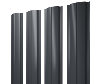картинка Штакетник Полукруглый Slim с прямым резом 0,4 PE-Matt-Double RAL 7024 мокрый асфальт Центр Кровли