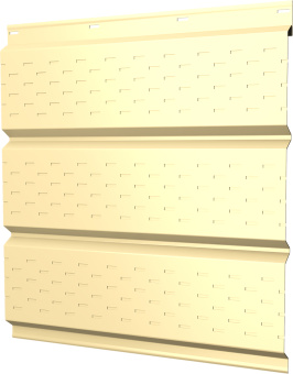 картинка Софит металлический Классик v02 Grand Line полная перфорация 0,5 Satin с пленкой RAL 1015 светлая слоновая кость Центр Кровли