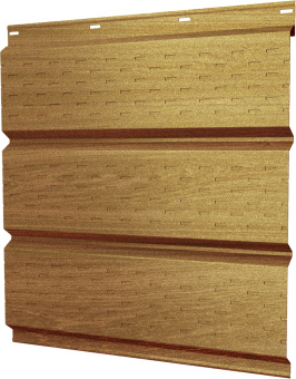 картинка Софит металлический Классик v02 Grand Line полная перфорация 0,45 Print Elite Honey Wood TwinColor Центр Кровли