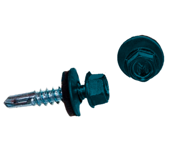 картинка Саморез по металлу Daxmer 5,5х25 RAL 5009 (250) сверло №3 Центр Кровли
