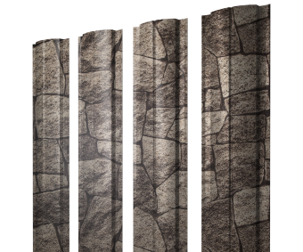 картинка Штакетник Полукруглый Slim с прямым резом 0,45 Print Elite King Stone TwinColor Центр Кровли