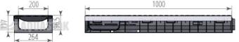 картинка Лоток водоотводный пластиковый Aquastok Profi DN200 H202 E600 комплект 1000х264х202 (1200) Центр Кровли