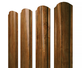 картинка Штакетник Полукруглый Slim фигурный 0,45 Print Elite Golden Wood TwinColor Центр Кровли