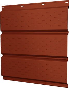 картинка Софит металлический Классик v02 Grand Line полная перфорация 0,45 Drap RAL 8004 терракота Центр Кровли