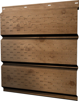 картинка Софит металлический Классик v02 Grand Line полная перфорация 0,45 Print Premium Pine Wood Fresh Центр Кровли