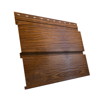 картинка Софит металлический Квадро Брус без перфорации 0,45 Print Premium с пленкой Golden Wood Intense FTC Центр Кровли