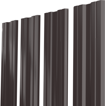 картинка Штакетник Twin XL с прямым резом Grand Line 0,45 PE-Double RR 32 темно-коричневый Центр Кровли