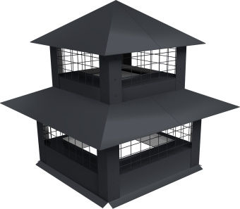 картинка Дымник на трубу двойной с сеткой 1900х630мм 0,5 Сатин матовый с пленкой RAL 7024 мокрый асфальт Центр Кровли