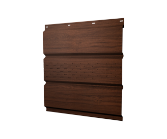 картинка Софит металлический центральная перфорация 0,45 Print Elite с пленкой Choco Wood TwinColor Центр Кровли