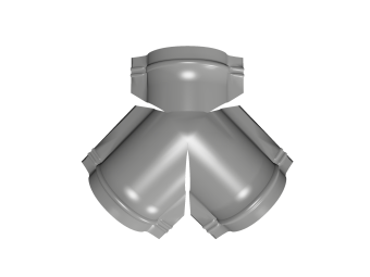 картинка Тройник Y конька полукруглого 0,5 Satin с пленкой RAL 9006 бело-алюминиевый Центр Кровли