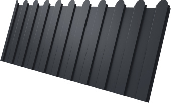 фото Профнастил С8A в02 фигурный Grand Line 0,45 Drap СТ двухсторонний RAL 7024 мокрый асфальт Центр Кровли картинка Профнастил С8A в02 фигурный Grand Line 0,45 Drap СТ двухсторонний RAL 7024 мокрый асфальт Центр Кровли