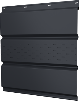 фото Софит металлический Классик Grand Line центральная перфорация 0,4 PE с пленкой RAL 7024 мокрый асфальт Центр Кровли картинка Софит металлический Классик Grand Line центральная перфорация 0,4 PE с пленкой RAL 7024 мокрый асфальт Центр Кровли