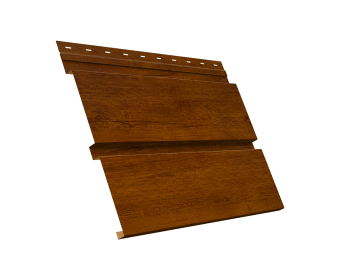 картинка Софит металлический Квадро Брус с перфорацией 0,45 Print Premium с пленкой Golden Wood Intense FTC Центр Кровли
