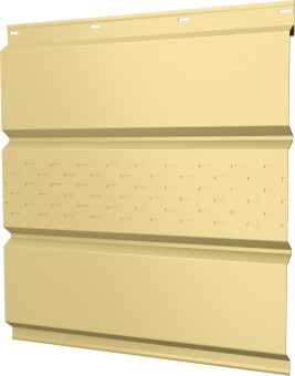 картинка Софит металлический Классик v02 Grand Line центральная перфорация 0,45 PE с пленкой RAL 1014 слоновая кость Центр Кровли