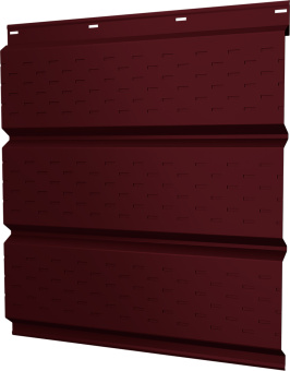 картинка Софит металлический Классик v02 Grand Line полная перфорация 0,45 PE с пленкой RAL 3005 красное вино Центр Кровли
