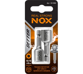 картинка Ключ-насадка магнитная Nox Nut Setter 10x48мм 2 штуки карта (551002) Центр Кровли