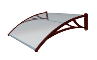 картинка Козырек Krovent из поликарбоната 1500х930х280 прозрачный (красный кронштейн) Центр Кровли