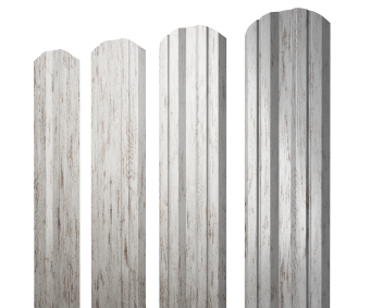 картинка Штакетник Twin фигурный 0,45 Print Elite Snow Wood TwinColor Центр Кровли
