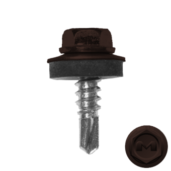 картинка Саморез по металлу Daxmer 5,5х19 (250шт) сверло №3 RAL 8017 матовый Центр Кровли