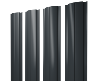 картинка Штакетник Полукруглый Slim с прямым резом 0,45 PE RAL 7016 антрацитово-серый Центр Кровли