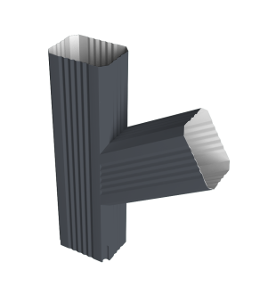 картинка Тройник прямоугольный левый Vortex Lite PE RAL 7024 мокрый асфальт Центр Кровли