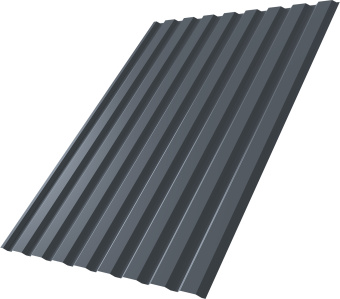 фото Профнастил С20A Grand Line 0,5 GreenCoat Pural БТ матовый RR 23 темно-серый (RAL 7024 мокрый асфальт) Центр Кровли картинка Профнастил С20A Grand Line 0,5 GreenCoat Pural БТ матовый RR 23 темно-серый (RAL 7024 мокрый асфальт) Центр Кровли