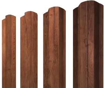 картинка Штакетник М-образный B фигурный 0,45 Print Premium Rowan Wood Intense FTC Центр Кровли