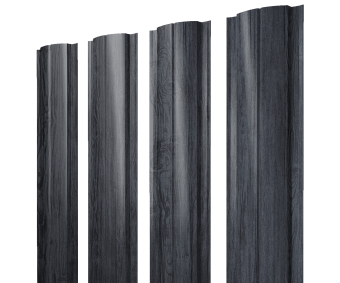 картинка Штакетник Полукруглый Slim с прямым резом 0,45 Print Premium Grey Wood TwinColor Центр Кровли