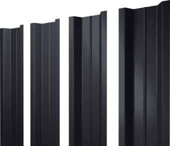 картинка Штакетник П-образный B с прямым резом Grand Line 0,5 PurPro Matt 275 RAL 7024 мокрый асфальт Центр Кровли