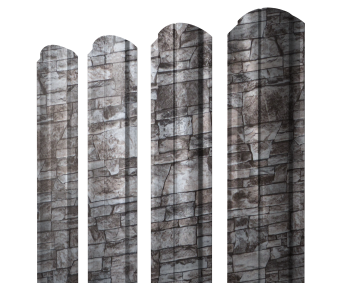 картинка Штакетник Полукруглый Slim фигурный 0,45 Print Elite Fine Stone TwinColor Центр Кровли