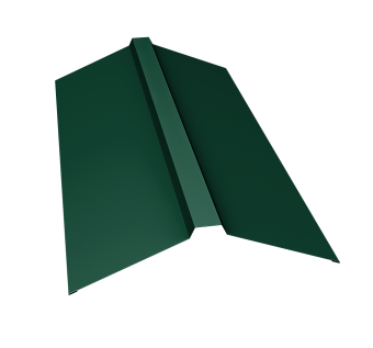 картинка Планка конька прямоугольного 150х30х150 0,5 Satin с пленкой RAL 6005 зеленый мох (3м) Центр Кровли