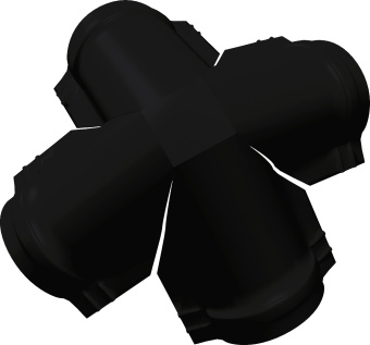 фото Четверник конька малого полукруглого Grand Line 0,5 Drap с пленкой RAL 9005 черный Центр Кровли картинка Четверник конька малого полукруглого Grand Line 0,5 Drap с пленкой RAL 9005 черный Центр Кровли