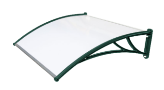 картинка Козырек Krovent из поликарбоната 1500х930х280 молочный (зеленый кронштейн) Центр Кровли