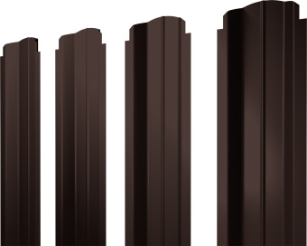 картинка Штакетник П-образный B фигурный Grand Line 0,45 Drap TwinColor RAL 8017 шоколад Центр Кровли