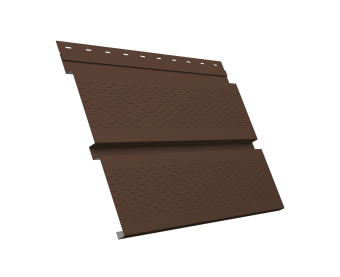 картинка Софит металлический Квадро Брус с перфорацией 0,5 Satin Matt TX с пленкой RAL 8017 шоколад Центр Кровли