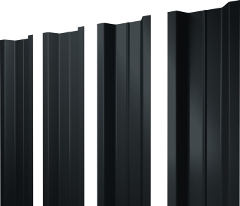 картинка Штакетник П-образный B с прямым резом Grand Line 0,5 Satin Matt TX RAL 7016 антрацитово-серый Центр Кровли