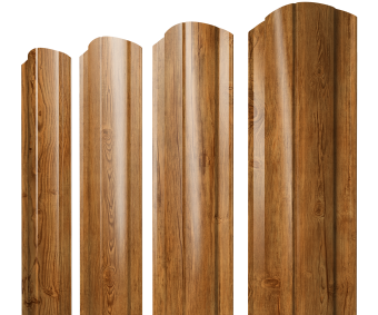 картинка Штакетник Круглый фигурный 0,45 Print Elite Golden Wood TwinColor Центр Кровли