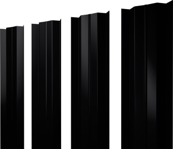 картинка Штакетник М-образный B с прямым резом Grand Line 0,5 PurLite Matt RAL 9005 черный Центр Кровли