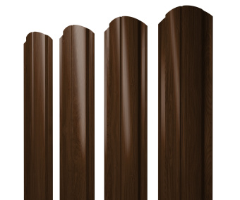 картинка Штакетник Полукруглый Slim фигурный 0,45 Print Elite Choco Wood TwinColor Центр Кровли