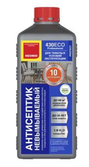 картинка Антисептик NEOMID 430 невымываемый консервант для древесины 1 кг, 1:9 (пластиковая бутыль) Центр Кровли