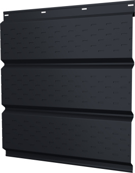 картинка Софит металлический Классик v02 Grand Line полная перфорация 0,5 Satin Matt TX с пленкой RAL 7024 мокрый асфальт Центр Кровли